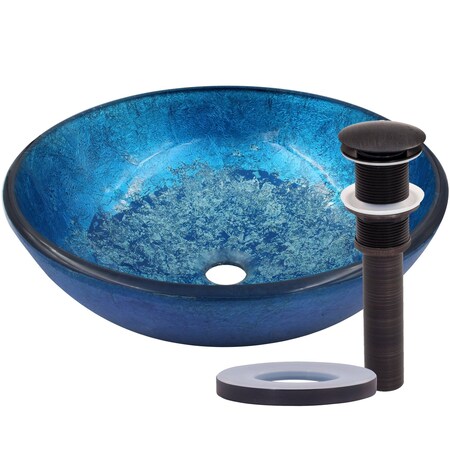 Novatto MISCELA Blue Glass Vessel Bath Sink Set in Oil Rubbed Bronze NOHP-G19026ORB